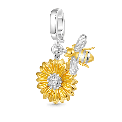 Sunflower Bee Clasp Clusters Charm