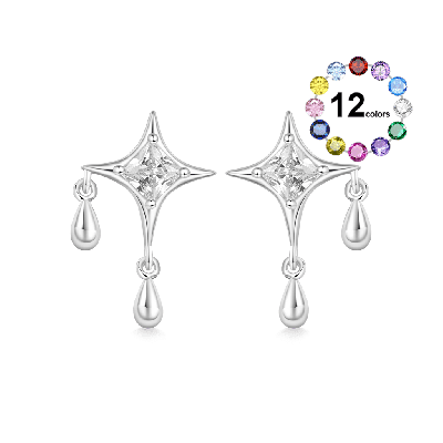 Cz Dripping Star Stud Earrings