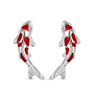 Red Koi Fish Stud Earrings