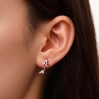 Red Koi Fish Stud Earrings