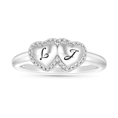 Engravable Two Hearts Band Ring