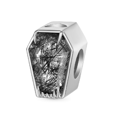 Black Rutilated Quartz Coffin Charm