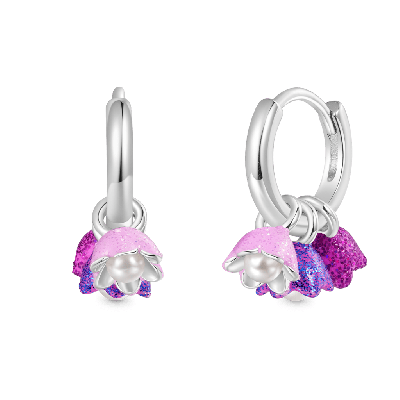 Purple Flower Pearl Stamen Earrings