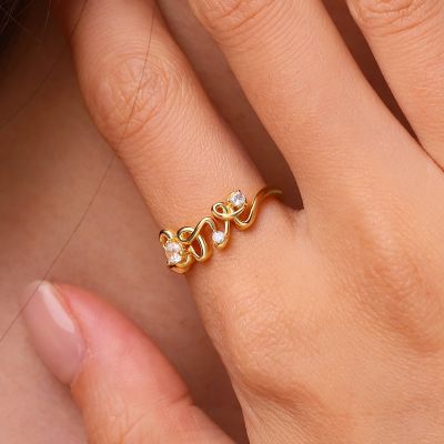 18K Gold Plated Diamond Love Ring