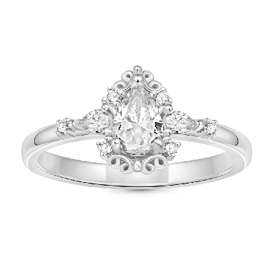 Pear-cut Art Nouveau Bridal Ring