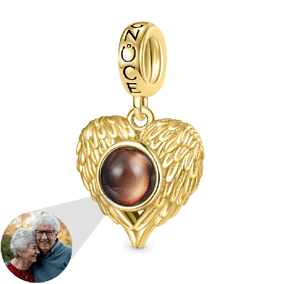 Projection Heart Photo 18K Gold Plated Pendant