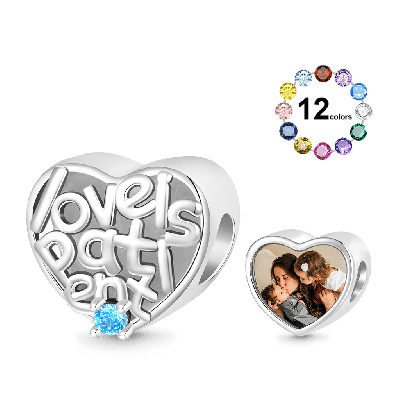 'Love is patient' Heart Mother Photo Charm