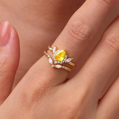 Pear-Cut Yellow Stackable Ring