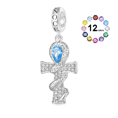 Twisted Silver Snake Cross Pendant