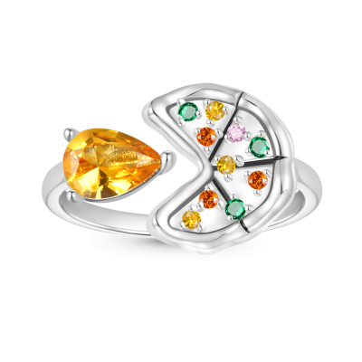 Multicolor Pear CZ Pizza Ring