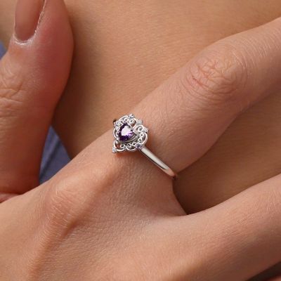 Vintage Purple CZ Heart Ring