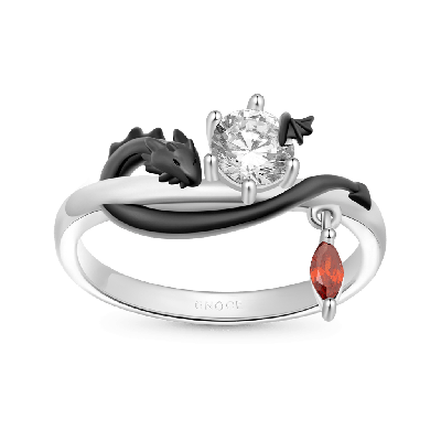 Black Dragon White Diamond Ring