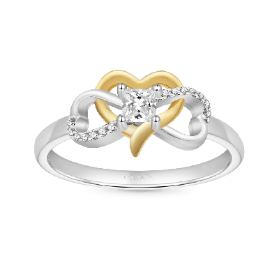 Diamond Heart Infinity Mobius Ring