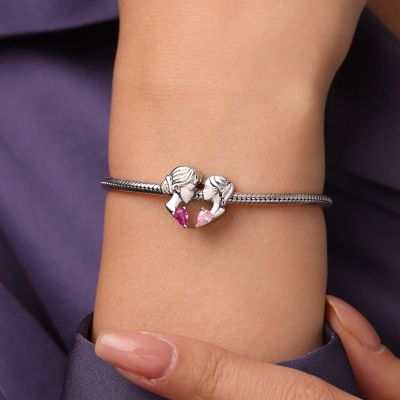 Mother & Daughter Heart Double Charm