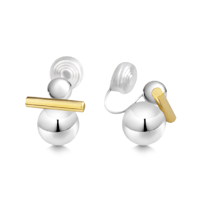 Silver Ball Ear Clips