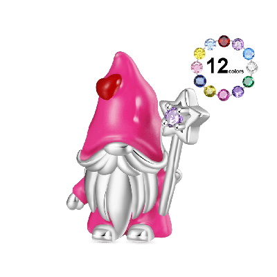 Gnome Holding Star Cane Charm
