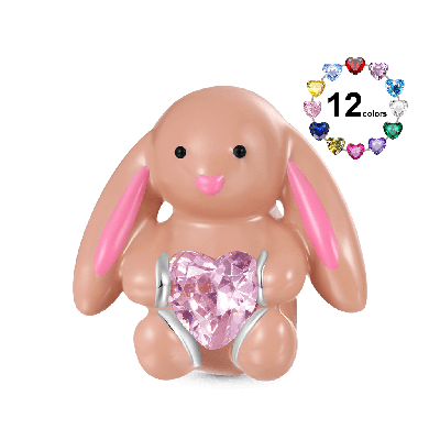 Beige Bunny Embraces Love Charm