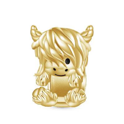 Gold Scottish Highland Cow Charm