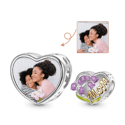 Heart Lily of the Valley Photo Charm