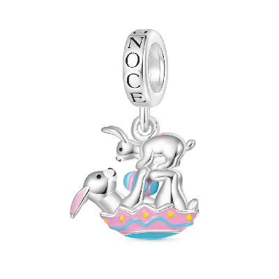 Easter Eggs Kissing Bunny Charm