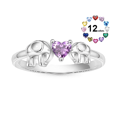 Elephant Mother Love Child Heart Ring