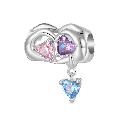 Family of Three Holding Hands Charm
