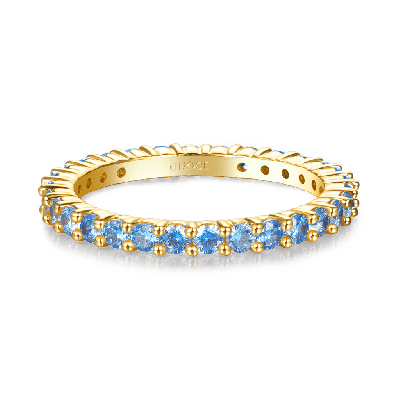 Aquamarine Round-cut Band Ring