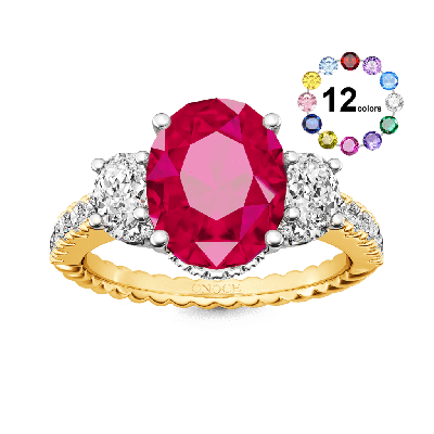 Oval Three-stone Birthstone Ring