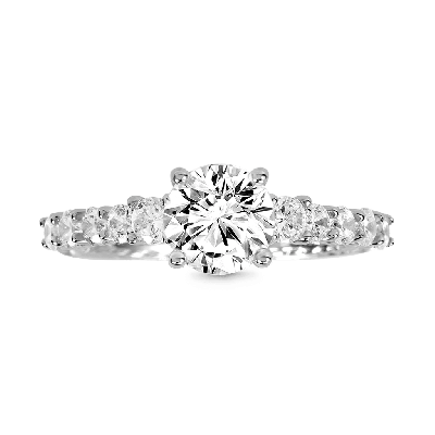 Round Gemstone Trellis Engagement Ring