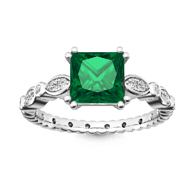 Vintage Princess Cut Emerald Ring