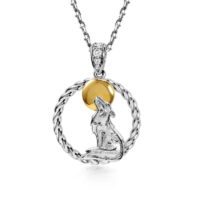 Howling Wolf Twisted Rope Necklace