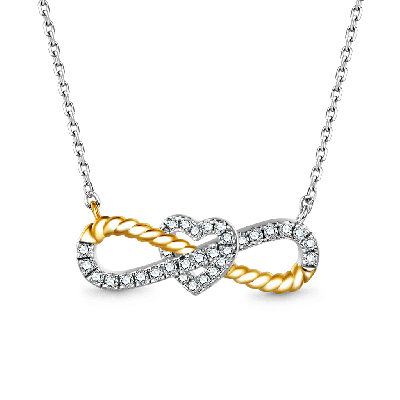 Two-tone Infinity & Heart Twisted Rope Necklace