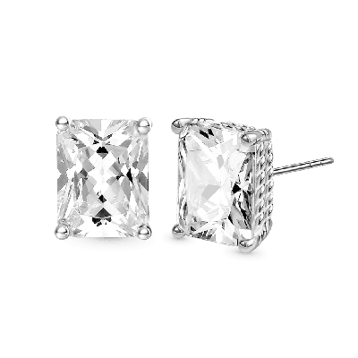 Radiant Cut Twisted Rope Studs Earrings