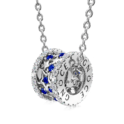 Blue Starry Drum Necklace