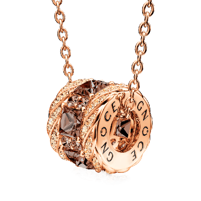 Brown Gems Paved Drum Necklace
