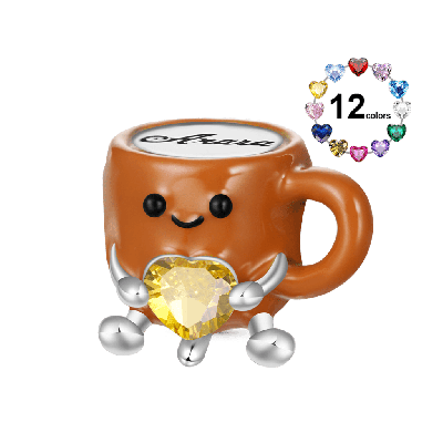 Coffee Cup Embraces Love Charm