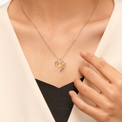I Love You Heart Birthstone Necklace