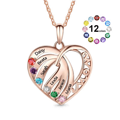 Family Name 'MOM' Heart Necklace