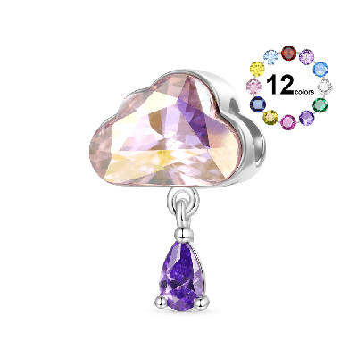 Pink Cloud Water Drop Charm