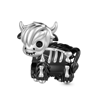 Skeleton Highland Cow Charm