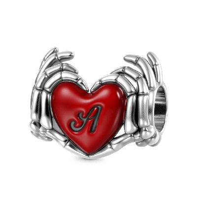Skull Hand Heart Letter Charm