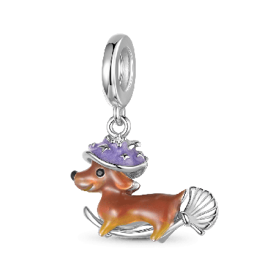 Dachshund Riding Broom Pendant