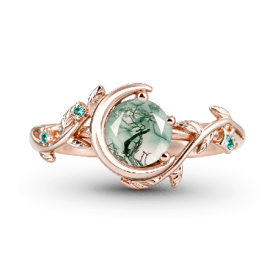 Vine Moon Agate Engagement Ring