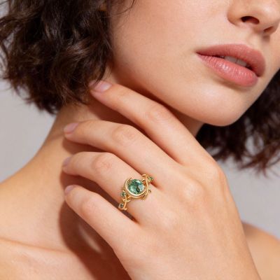 Vine Moon Agate Engagement Ring