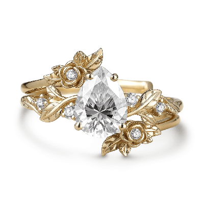 Floral Engagement Ring Set