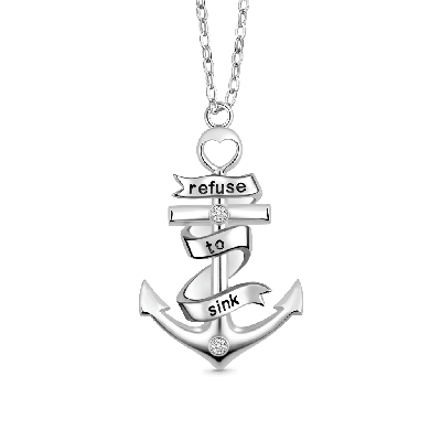 Anchor Heart Bar Necklace