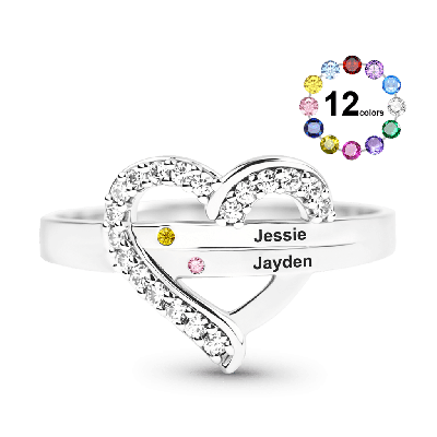 Personalized Birthstone Heart Ring