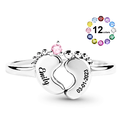 Baby Footprint Name Ring