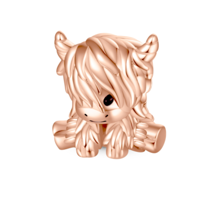 Rose Gold Scottish Highland Cow Charm