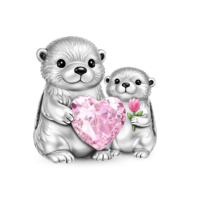 Otter Mom & Baby Charm